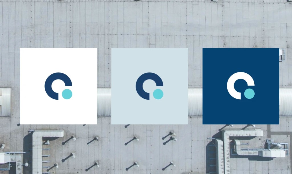 CCEX logo variations on industrial rooftop photography